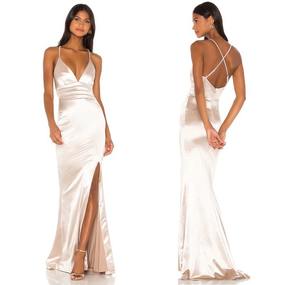 Nookie Dresses & Skirts - Nookie Starstruck Gown in Champagne Satin Maxi Formal Dress NWT